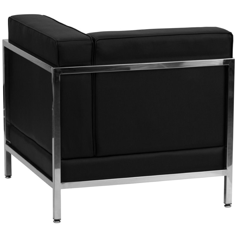 Flash Furniture Hercules Imagination Leather Tufted Right Corner Chair in Black