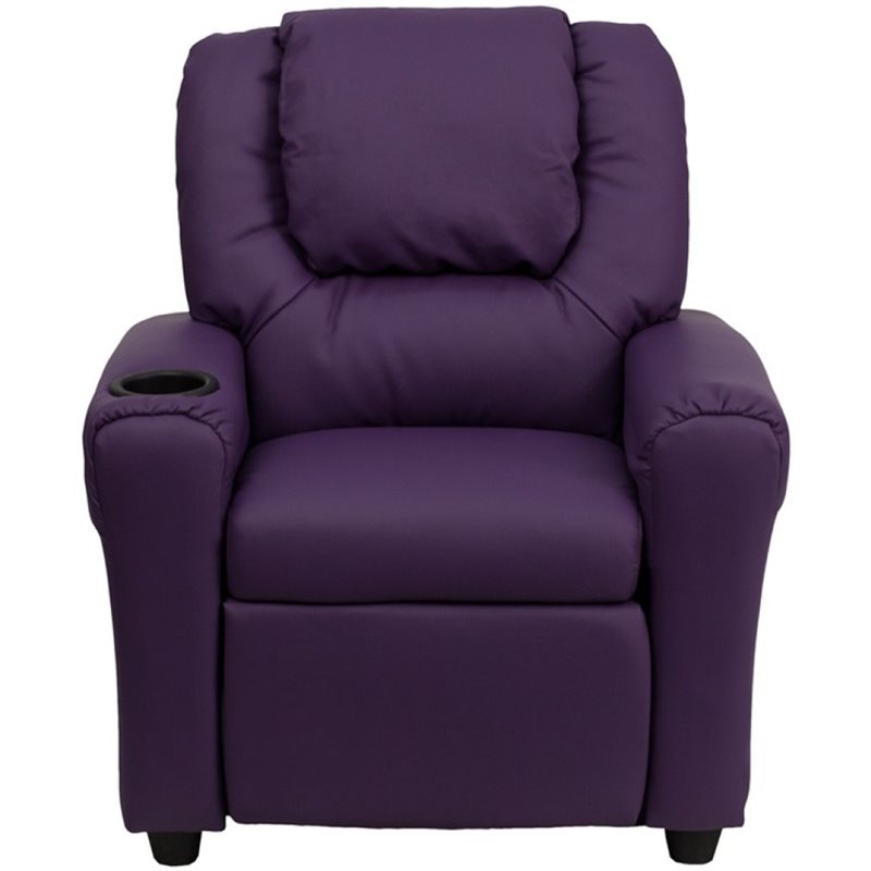 Flash Furniture Vinyl Recliner with Cup Holder and Headrest in Purple