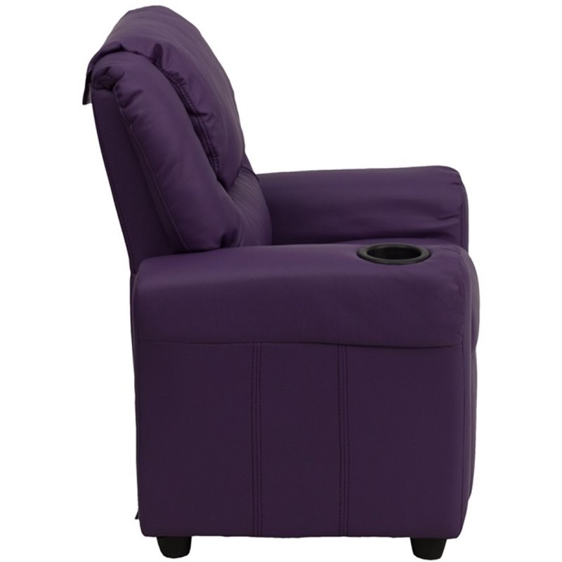 Flash Furniture Vinyl Recliner with Cup Holder and Headrest in Purple