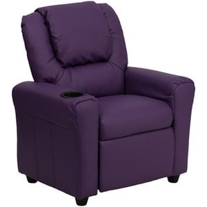 flash furniture contemporary faux leather kids recliner with cup holder arm