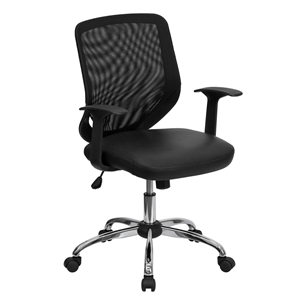 Flash Furniture Mid-Back Office Chair with Mesh Back in Black