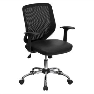 flash furniture mid-back office chair with mesh back in black