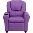 Flash Furniture Vinyl Kid Recliner with Cup Holder & Headrest in Lavender Purple