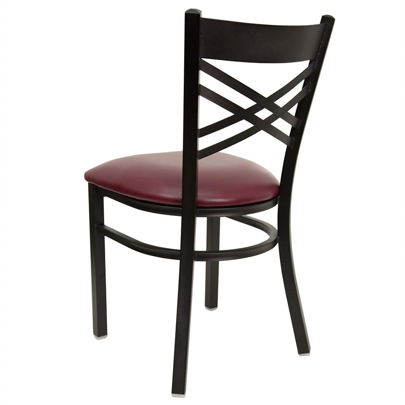 Flash Furniture Hercules Black Back Metal Dining Chair in Burgundy