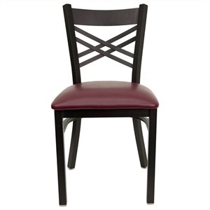 flash furniture hercules metal x-back faux leather seat restaurant dining side chair in black