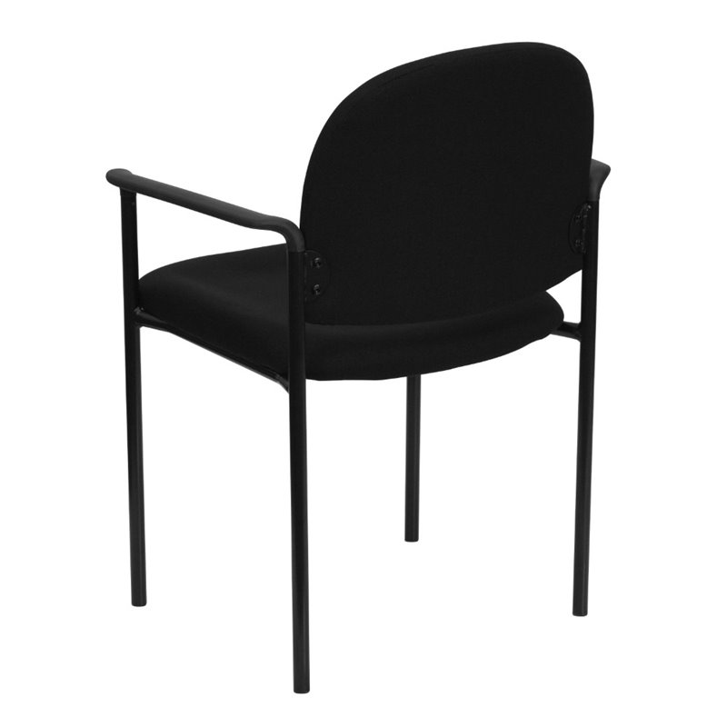 Flash Furniture Stackable Side Guest Chair in Black with Arms