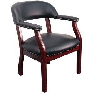 flash furniture luxurious faux leather conference guest chair in black