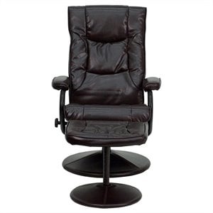Flash Furniture Contemporary Recliner and Ottoman in Brown and Black