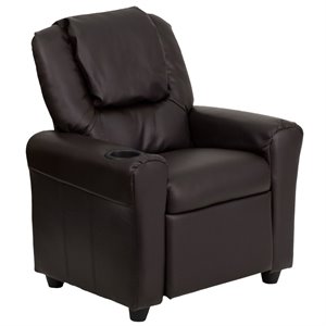 flash furniture contemporary leather kids recliner with cup holder arm