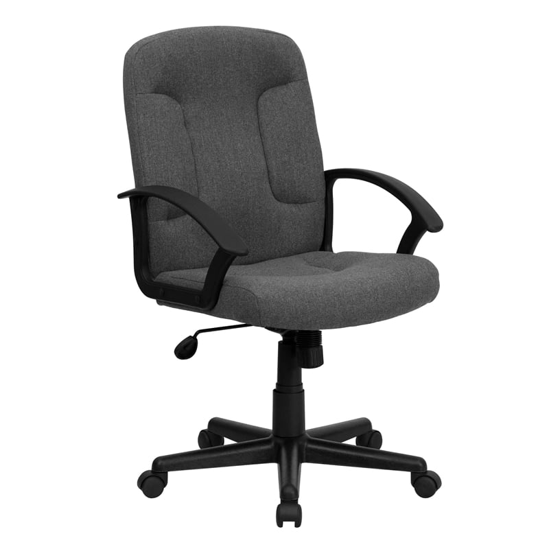 Flash Furniture Mid Back Office Chair with Nylon Arms in Gray