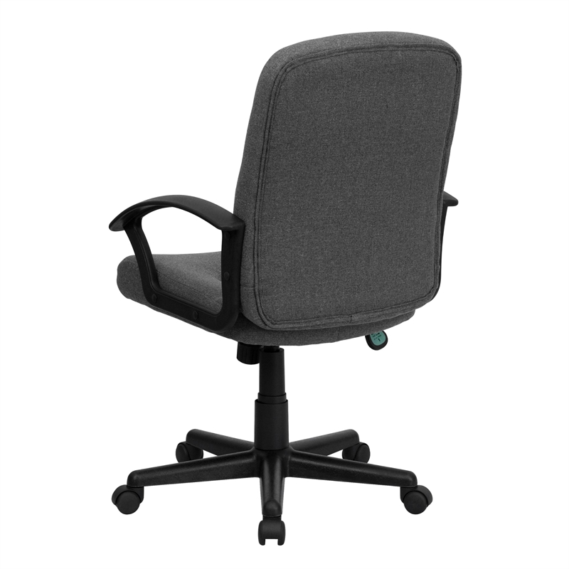 Flash Furniture Mid Back Office Chair with Nylon Arms in Gray
