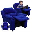 Flash Furniture Storage Arms Microfiber Upholstered Kids Recliner in Blue