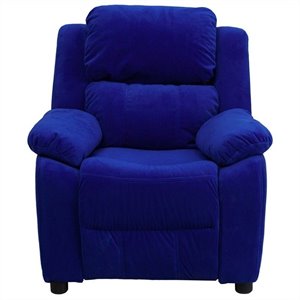 flash furniture heavily padded contemporary microfiber kids recliner with storage arms