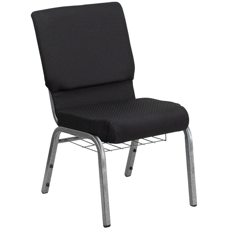 Flash Furniture Hercules Church Stacking Chair in Black and Silver