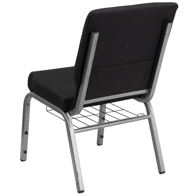 Flash Furniture Hercules Church Stacking Chair in Black and Silver