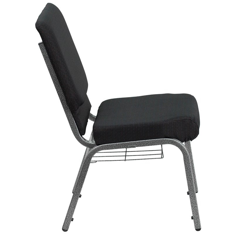 Flash Furniture Hercules Church Stacking Chair in Black and Silver