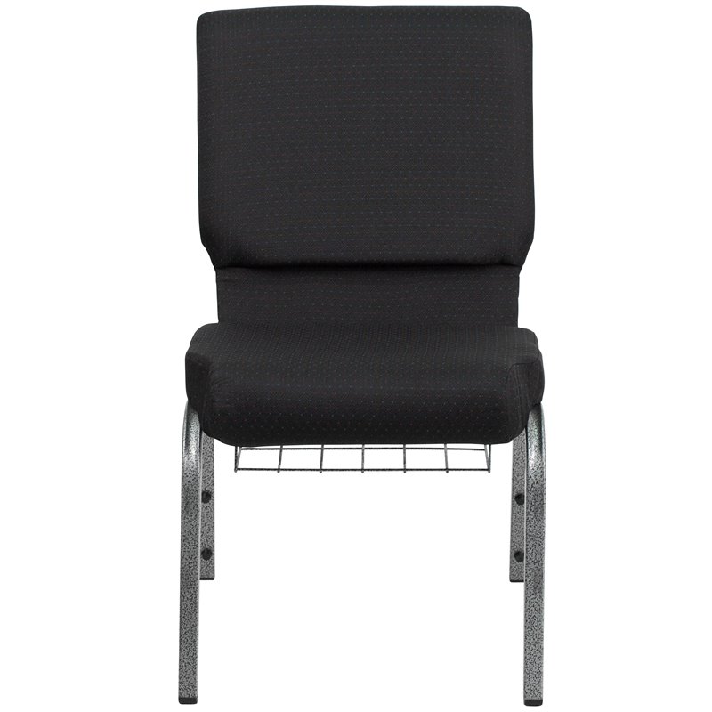 Flash Furniture Hercules Church Stacking Chair in Black and Silver