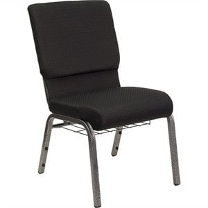 Flash Furniture Hercules Church Stacking Chair in Black and Silver