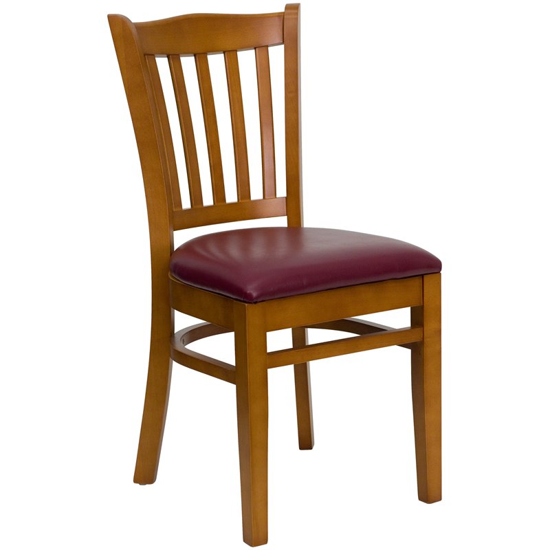 Flash Furniture Hercules Dining Chair in Cherry with Burgundy Seat