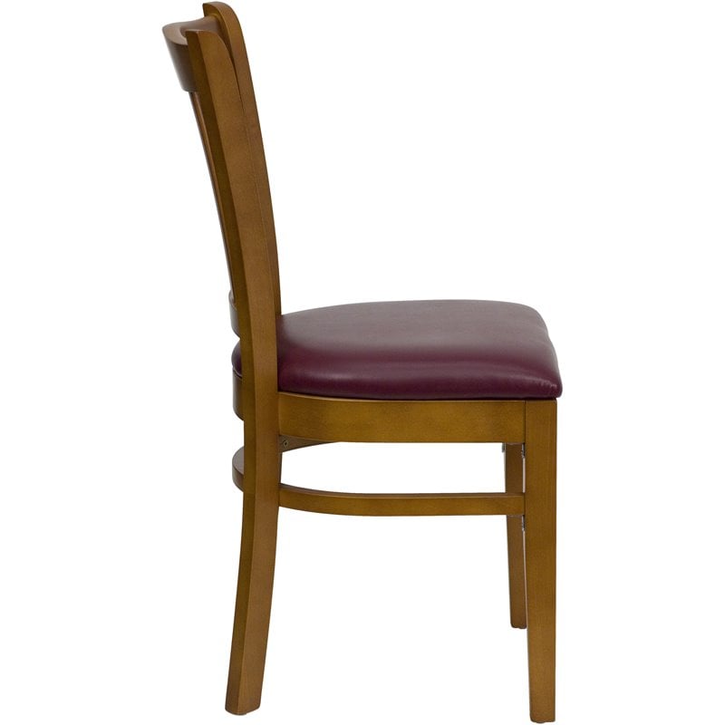 Flash Furniture Hercules Dining Chair in Cherry with Burgundy Seat