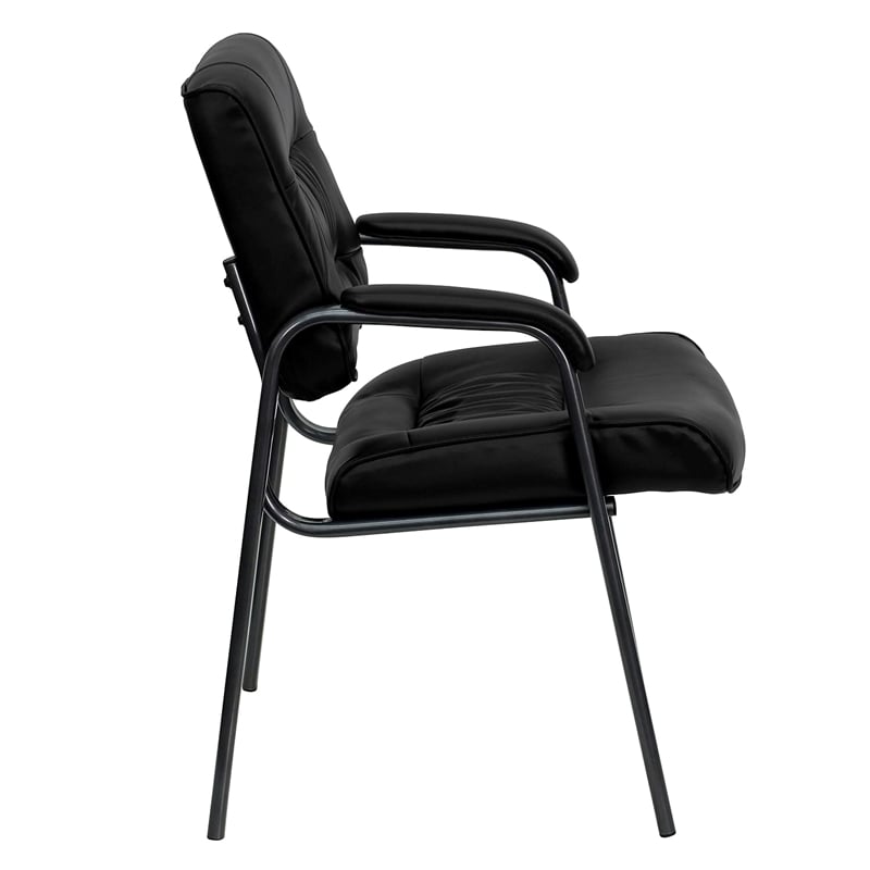 Flash Furniture Executive Side Guest Chair in Black with Titanium Frame