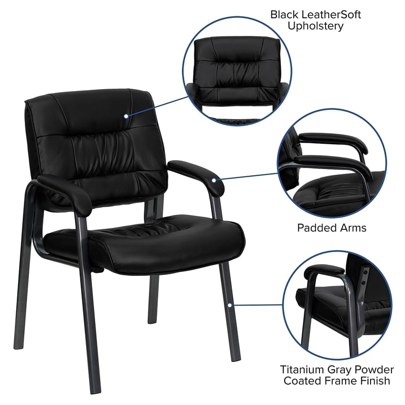 Flash Furniture Executive Side Guest Chair in Black with Titanium Frame