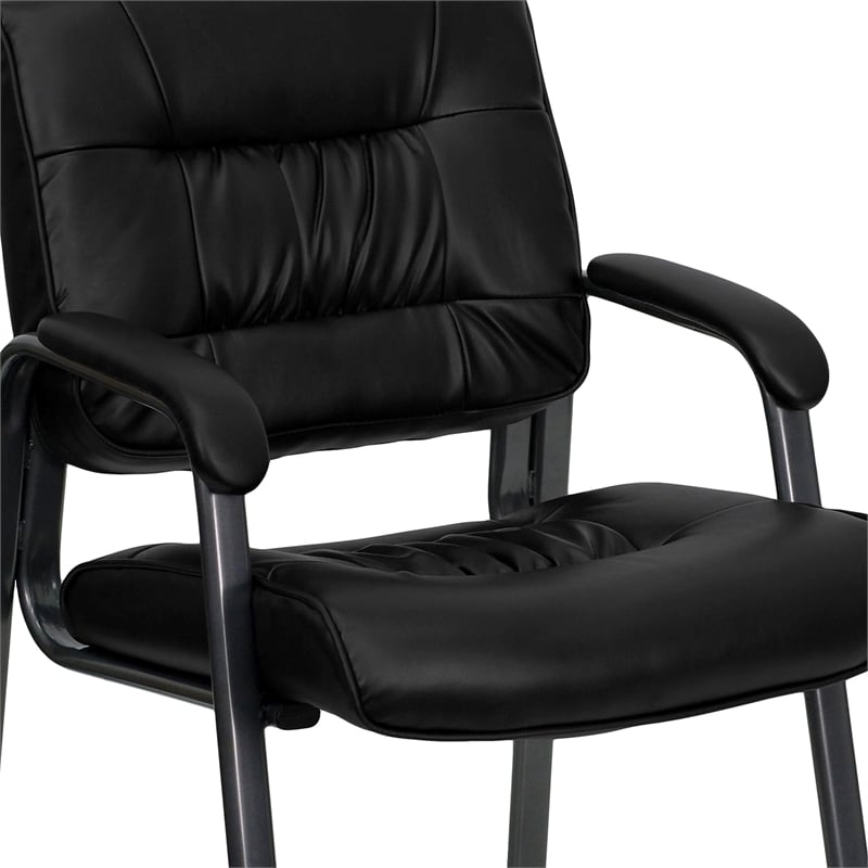 Flash Furniture Executive Side Guest Chair in Black with Titanium Frame