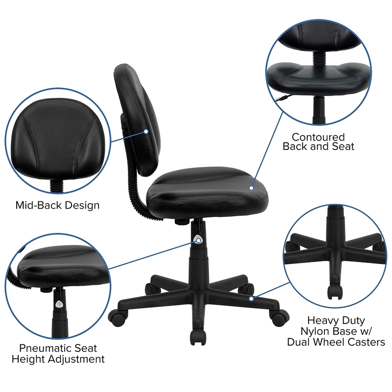 Flash Furniture Ergonomic Office Swivel Chair in Black
