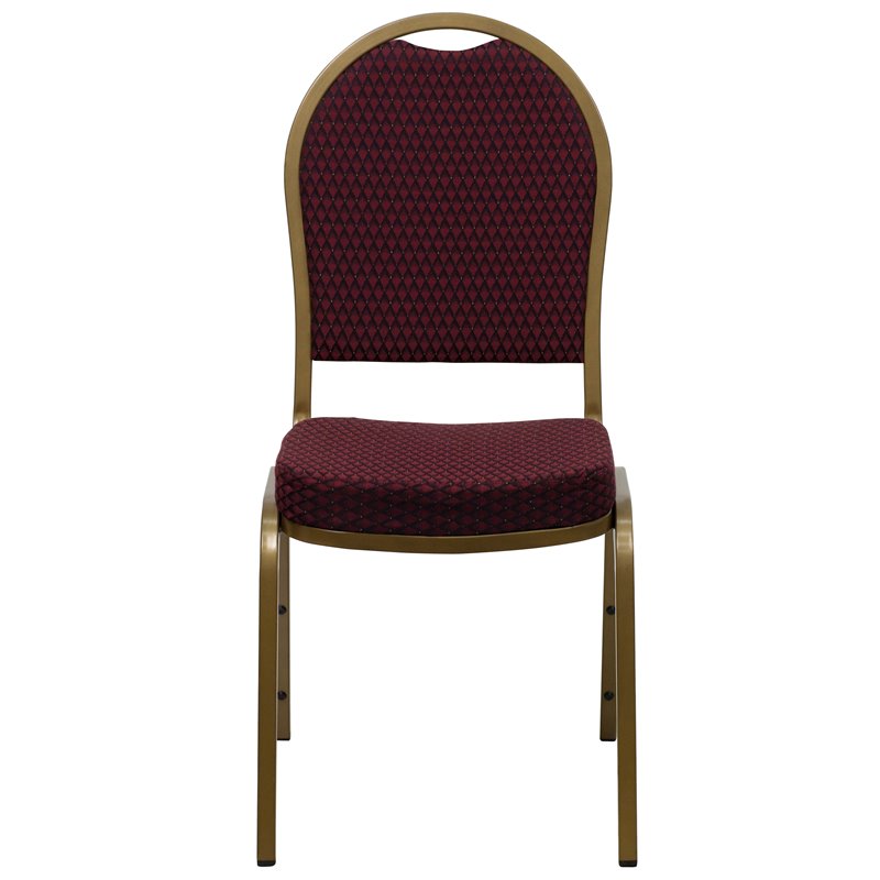 Flash Furniture Hercules Dome Back Banquet Stacking Chair in Burgundy