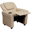 Flash Furniture Vinyl Recliner with Cup Holder and Headrest in Beige