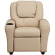 Flash Furniture Vinyl Recliner with Cup Holder and Headrest in Beige