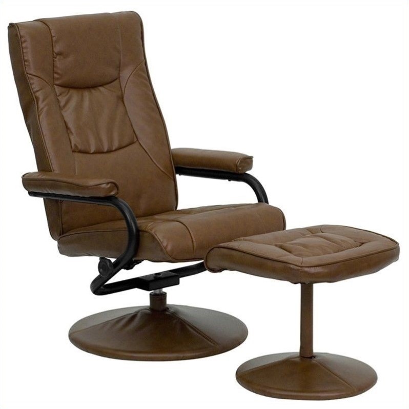 Flash Furniture Palimino Recliner and Ottoman in Brown with Base