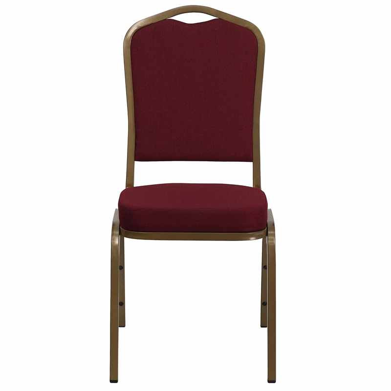 Flash Furniture Hercules Banquet Stacking Chair in Gold and Burgundy