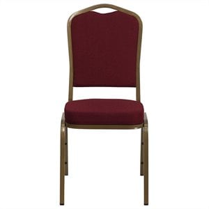 flash furniture hercules fabric upholstered crown back banquet stacking chair with gold frame