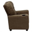 Flash Furniture Microfiber Upholstered Kids Recliner with Cup Holder in Brown