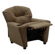 Flash Furniture Microfiber Upholstered Kids Recliner with Cup Holder in Brown