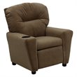 Flash Furniture Microfiber Upholstered Kids Recliner with Cup Holder in Brown