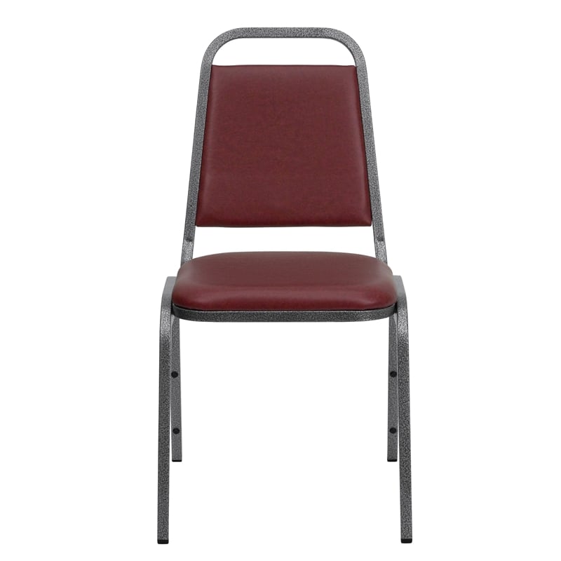 Flash Furniture Hercules Banquet Stacking Chair in Burgundy and Silver