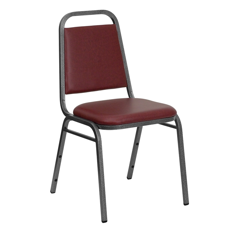 Flash Furniture Hercules Banquet Stacking Chair in Burgundy and Silver