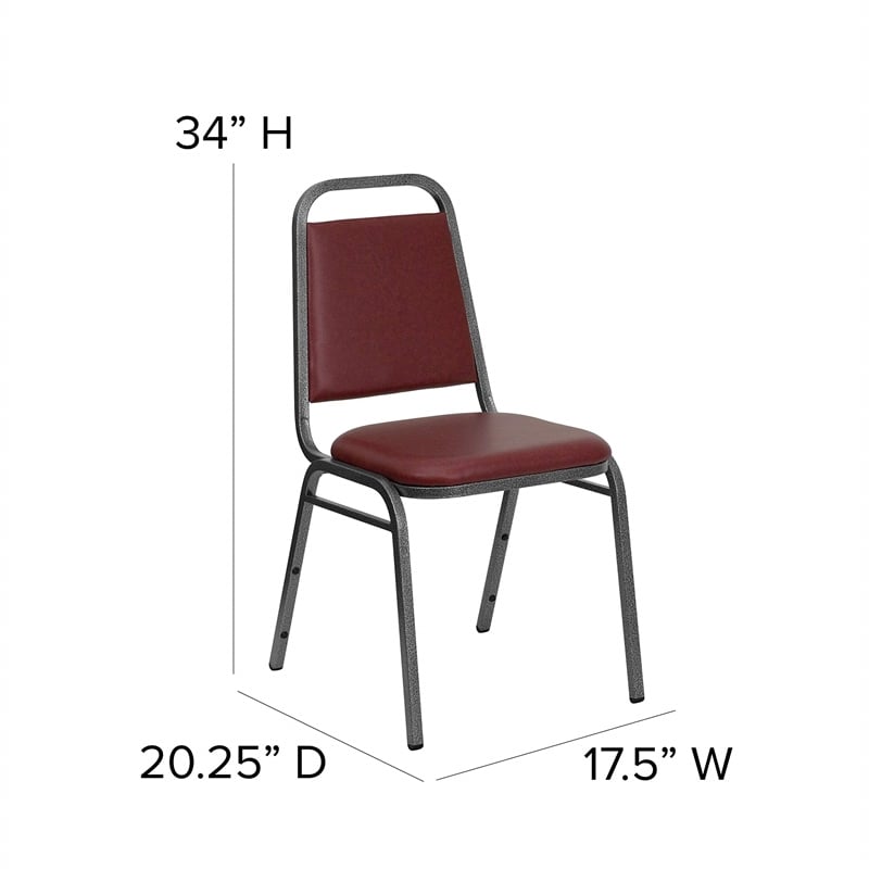 Flash Furniture Hercules Banquet Stacking Chair in Burgundy and Silver