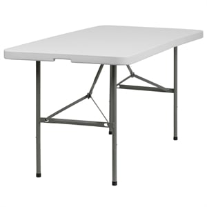 Flash Furniture 30&quot x 60&quot Plastic Bi-Fold Table in Granite White