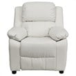 Flash Furniture Storage Arms Vinyl Upholstered Kids Recliner in White