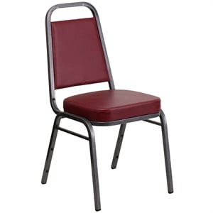 Flash Furniture Hercules Banquet Stacking Chair in Silver and Burgundy