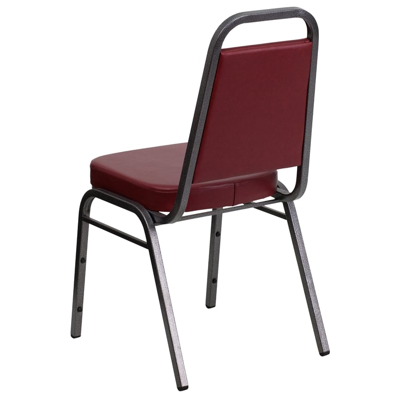 Flash Furniture Hercules Banquet Stacking Chair in Silver and Burgundy