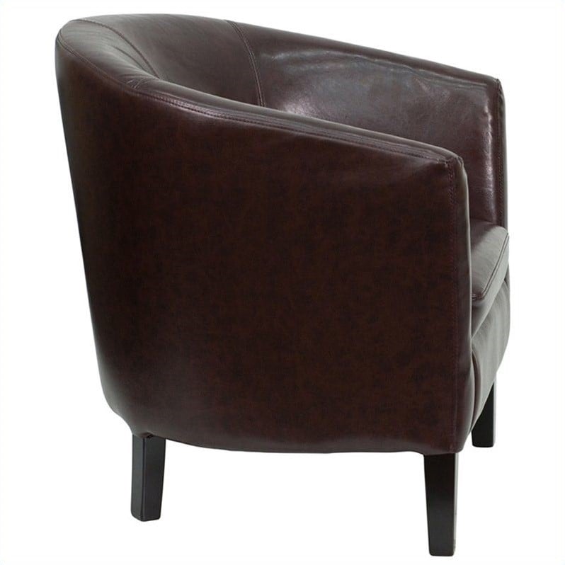Brown Leather Barrel Shaped Guest Chair - GO-S-11-BN-BARREL-GG