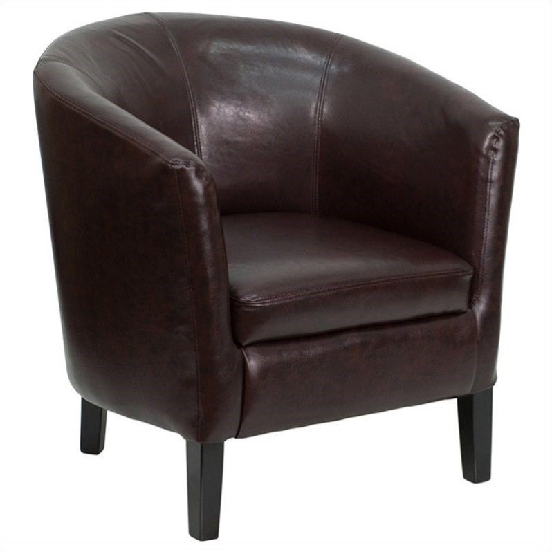 Flash Furniture Brown Leather Barrel Shaped Guest Chair Cymax Business