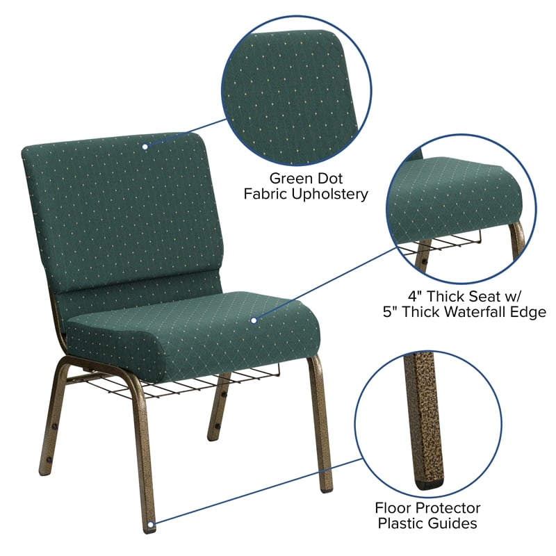 Flash Furniture Hercules Church Stacking Guest Chair in Hunter Green
