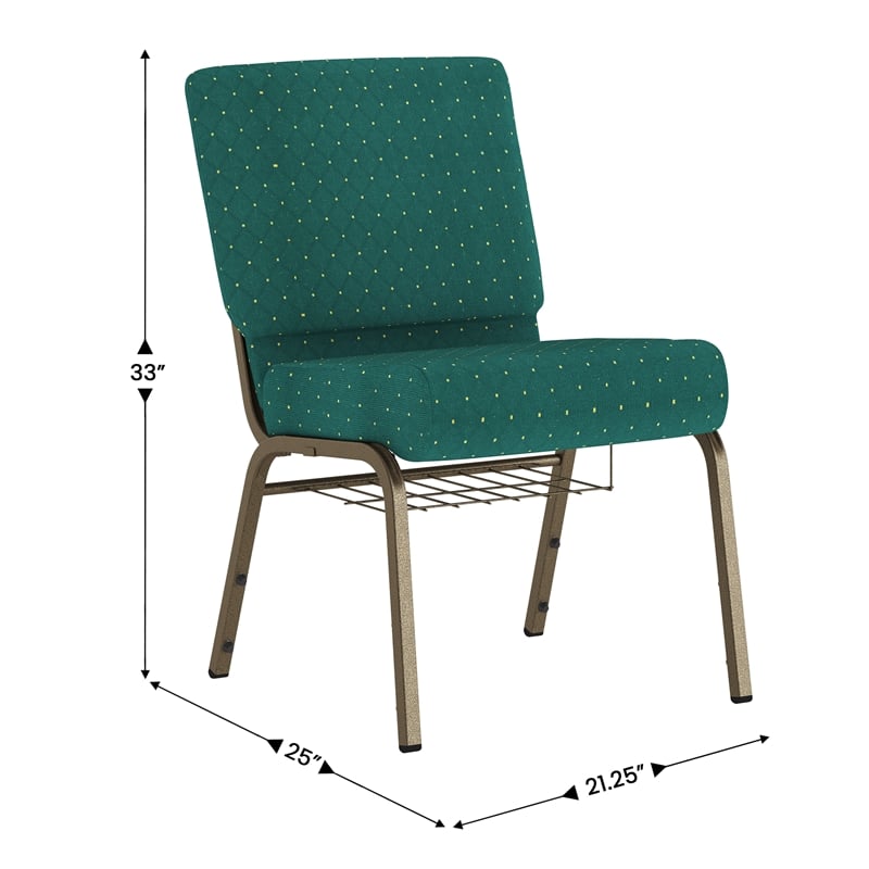Flash Furniture Hercules Church Stacking Guest Chair in Hunter Green