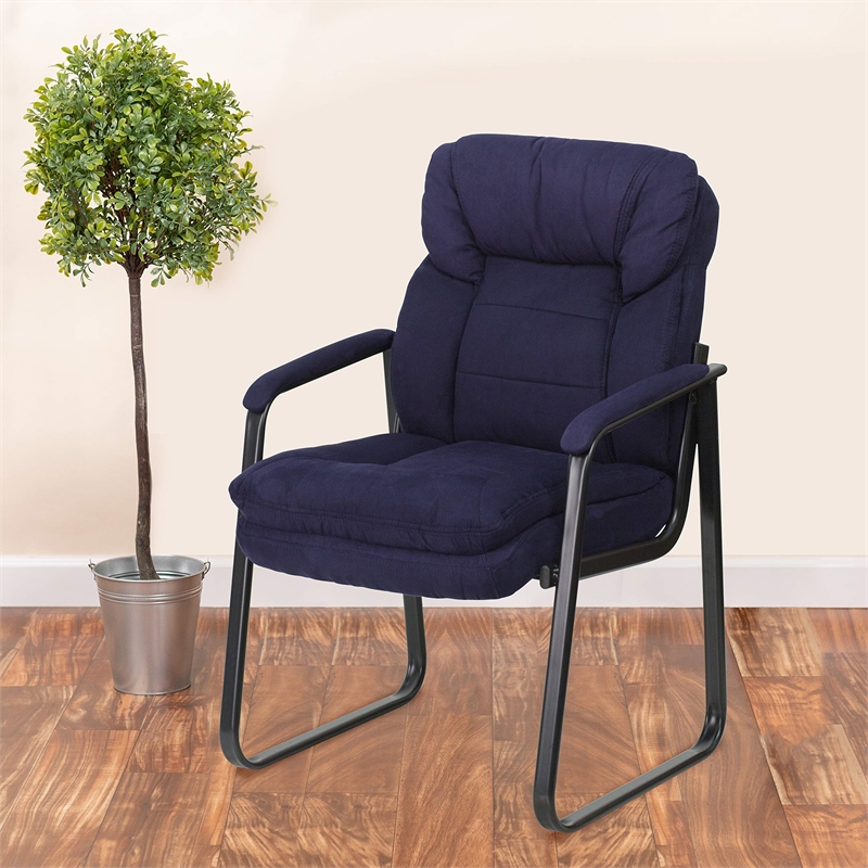 Flash Furniture Executive Side Guest Chair with Sled Base in Navy