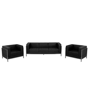 Flash Furniture Hercules Imagination Leather Sofa and Chair Set in Black